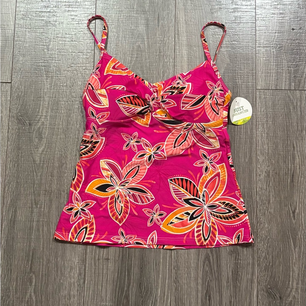 Croft & Barrow Pink Floral swim tank top size 10
(0129)